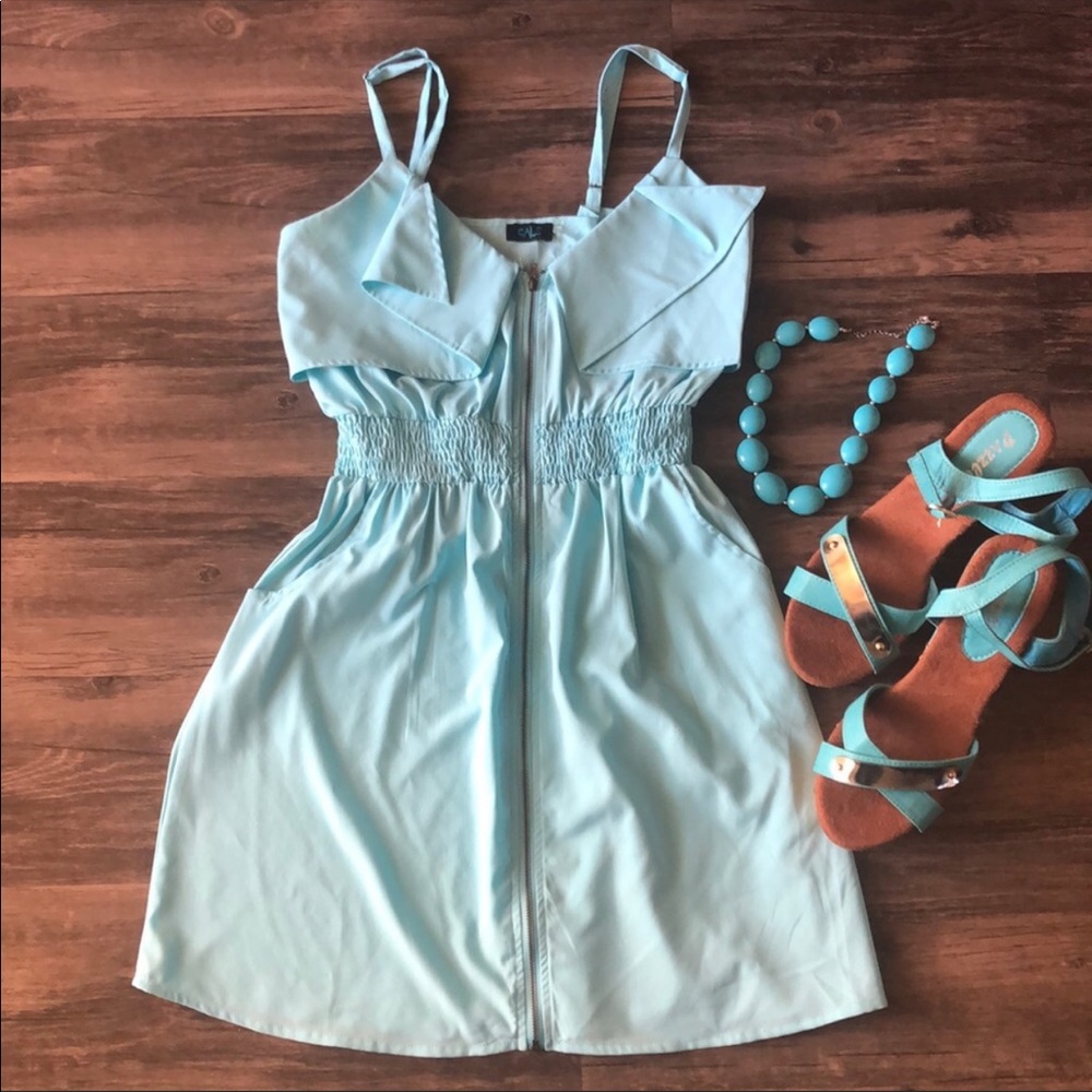 CALS Light Aqua Spaghetti Straps Dress size Small